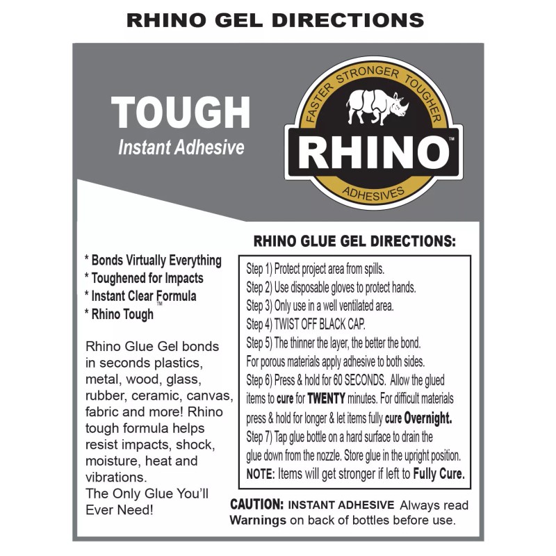 Rhino Glue Medium Thick Gel, Heavy Duty 40 Gram Clear