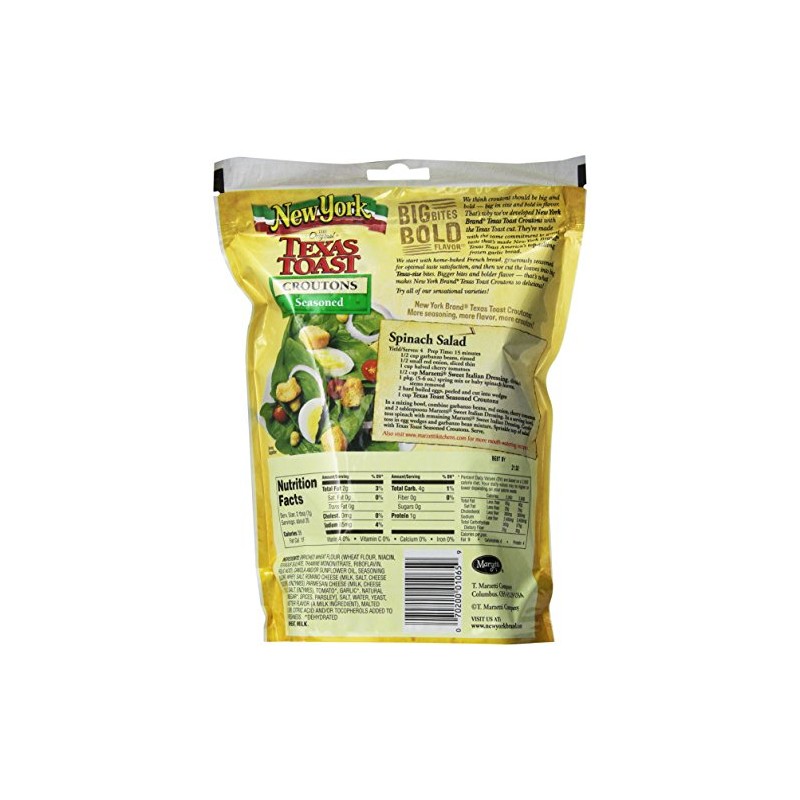 New York Texas Toast Croutons Seasoned, 5-Ounce Bags (Pack of