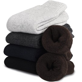 VoJoPi 5 Pairs of Men's Thermal Socks, Winter Warm Socks with Thick Terry Towelling Sole, Size 39-45, Colourful