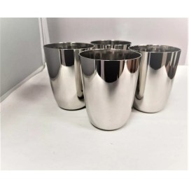 IKM Stainless Steel Premier Quality Drinking glass/Round shape - 4 pcs Pack.