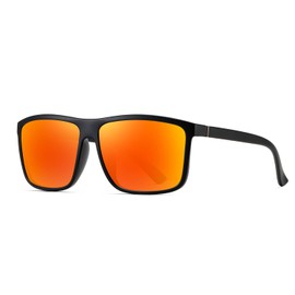 TIANYESY Stylish Square Unisex Sports Polarized Sunglasses for women and men Eyewear for Outdoor Fashion (Black frame/orange mercury lens)