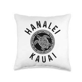 Hanalei Hawaii Surf Kauai Hawaiian Souvenir Surfer Throw Pillow