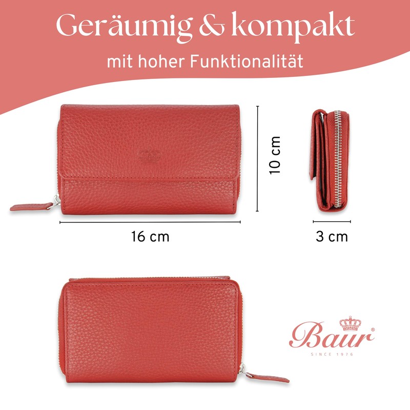 Baur Women's Genuine Leather Wallet with RFID Protection, Large Wallet,