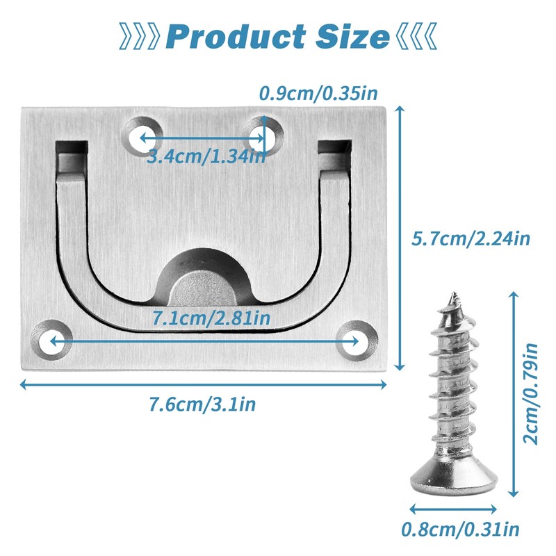 316 Stainless Steel Hatch Pull Flush Lift - Flush Ring