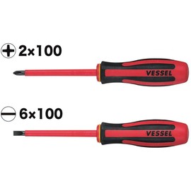 VESSEL 9602PS Megadora Insulated Screwdriver 2-piece Set, Anti-Shock, VDE Standard Certification