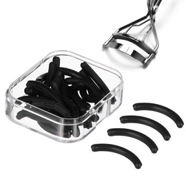 VILLCASE 30 Piezas Almohadillas de Repuesto para Rizador y Enchinador de Pestañas - Gomas de Silicona Universal (3cm) con Estuche Transparente, Alta Elasticidad, Sin Tirones ni Daños (Negro)