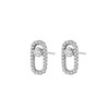 MIDEEO Silver Plated Oval Zircon Stud Earrings Hypoallergenic Tiny Paperclip
