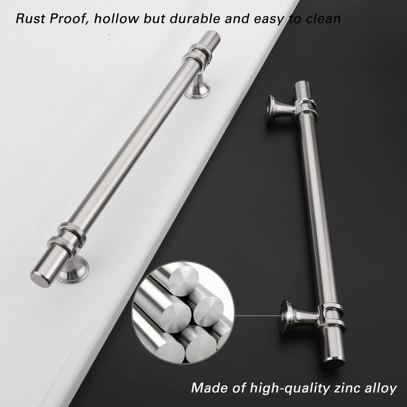 Rergy 10 Pack Cabinet Pulls Brushed Nickel 6-1/4inch(160mm) Cabinet Pulls