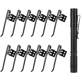 HRXMS 20 Pieces Replacement Flashlight Clip for Removable Accessories, Black Pocket Clip, Pen Clip, Durable、Lightweight、Portable