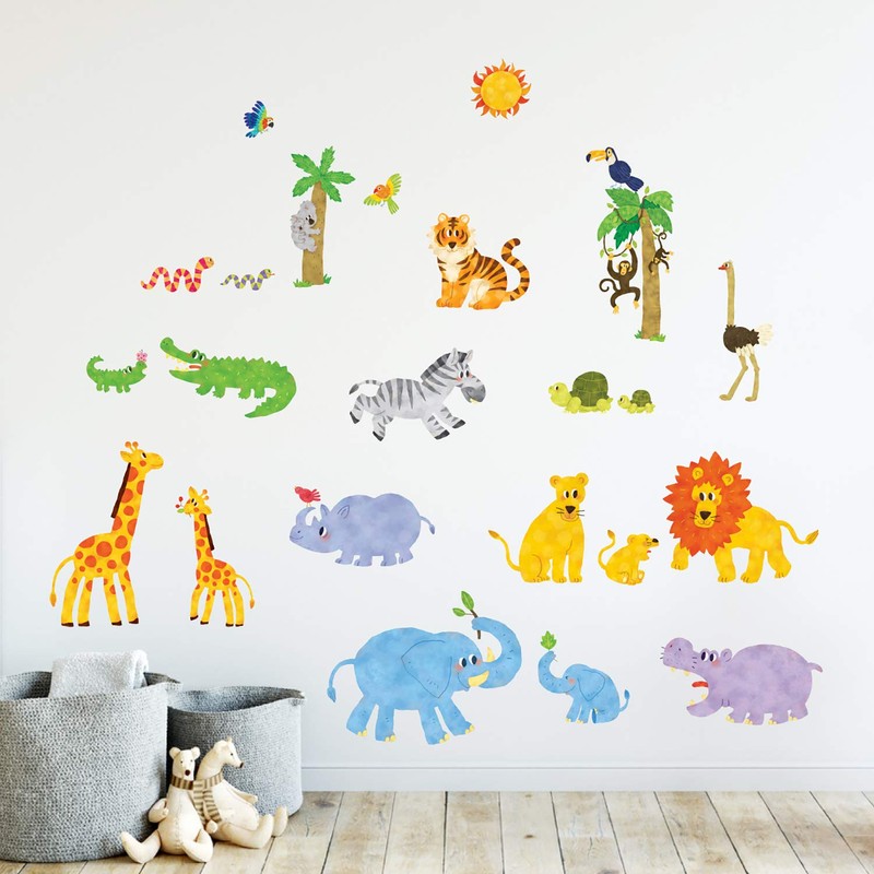 DECOWALL DW-1513N Jungle Animals Jungle Animals Wall Sticker Wall Decoration
