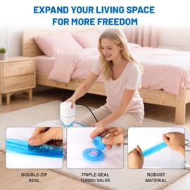 Vacuum Storage Bags Set,6 Pack with Electric Air Pump, Space Saving Compression Bags for Clothes, Double Zipper, Waterproof, 80% Storage Reduction,Jumbo Sizes (6 Pack Jumbo)