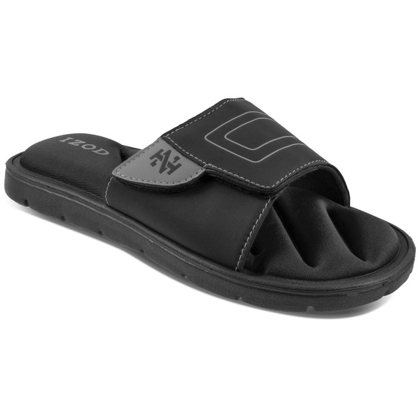 IZOD Men's Slide Sandal, Black, 9-10