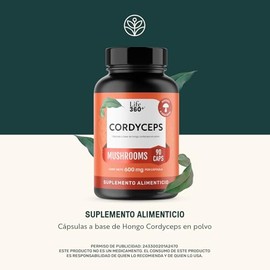 LIFE 360 Cordyceps  Extracto Puro de Hongo Cordyceps 1200mg, 90 Cpsulas  Suplemento Alimenticio a Base de Cordycep militaris en polvo                 