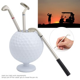 Golf Desktop Gift, Golf Ball Model Pen Holder Golf Putter Pen Desktop Golf Holding Stand Mini Golf Ball Pen Holder, for Friends Home