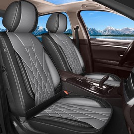 RAWAKORW Car Seat Covers for GMC Terrain 2010-2023 2024-5 Seats: Waterproof Faux Leather Full Set Seat Covers for Decoration Protection (Black & Grey)