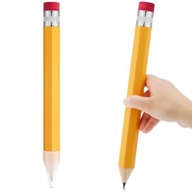 goldhik 13.3'' Wooden Jumbo Pencils, Giant Pencils Funny Big Novelty Pencil With Cap For School Home Office Prop Supplies (Yellow)
