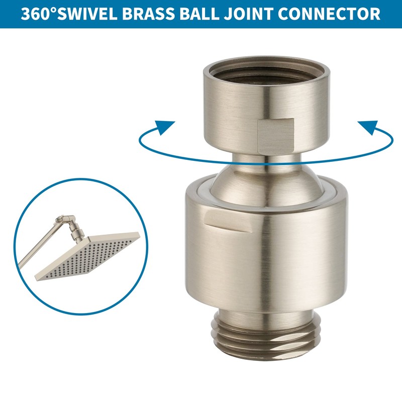Hibbent All Metal Shower Head Swivel Ball Joint Adapter, Conector