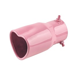 Sandfren 2.5" to 2.8" Car Exhaust Tip, 2.5" Inlet 2.8" Outlet 5.39" Long Stainless Steel Heart-Shaped Surface Polished Exhaust Tailpipe Tip, Rolled Edge Bolt on Diesel Pipe, Universal Fit (Pink)
