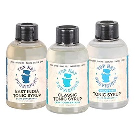 Top Hat Tonic Syrup & Quinine Concentrate Sampler Kit - East India Tonic Syrup, Classic Tonic Syrup & Sugar Free Elderflower Tonic Syrup - 3 pack combo kit of 4oz bottles