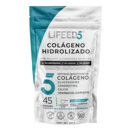 Colageno Hidrolizado Lifeed5 Peptidos Bioactivos de Colageno Hidrolizado Fortalecido con Glucosamina, Condrotina, Calcio Vitamina B1 y Vitamina B3 45 