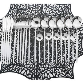 Uniturcky Mirror Silverware Set,24-Piece 304 Stainless Steel Shiny Flatware Set,Kitchen Utensil Set,Tableware Cutlery Set for Home and Restaurant, Dishwasher Safe Service For 6 (White Handle Silver)