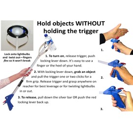 ArcMate 42" EZ Reacher Deluxe - Collapsible Grabber Reacher with 5 lb. Capacity, 4.5" Wide Fingers, Locking Handle, Heat Resistant Silicone Tips - Grabber Tool for Elderly, Post Op, Accessibility