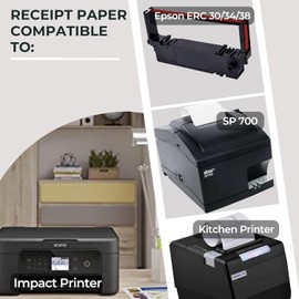 BAM POS 1Ply Bond Receipt Paper Rolls 3 x 150 White Paper for Kitchen Impact Printers TMU200 SRP275 Star SP700 Suitable For Printing Kitchen Tickets and Order receipts 24 Rolls Per Case