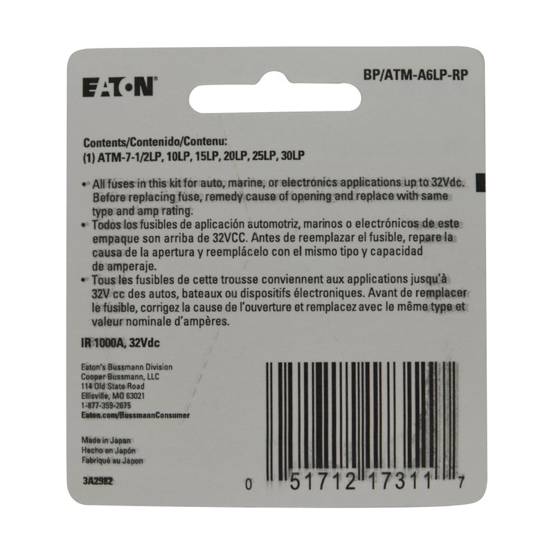Bussmann (BP/ATM-A6LP-RP) ATM-LP Low Profile Fuse Assortment Kit - 6
