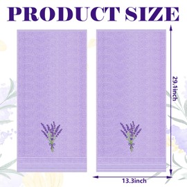 JarThenaAMCS 2Pcs Lavender Floral Hand Towels Purple Flower Cotton Bathroom Towel Spring Dish Towel for Drying Cleaning Cooking, 13.7 x 29.5 Inch