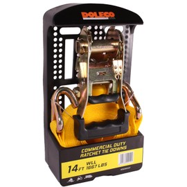 Doleco USA Commercial Duty Ratchet Strap 1.5" Wide x 14' J-Hook Working Load Limit 1,667lbs
