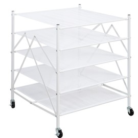 STORAGE MANIAC Sweater Drying Rack, Mesh Clothes Drying Rack, Stackable Laundry Drying Rack, Lay Flat Dryer for Delicates, Portable Dry Rack for Indoor or Outdoor, White, 5 Tier Foldable