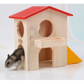 Wooden House Villa Cage Exercise Toy Hamster Hedgehog Mouse Guinea Pig Small Pet Cage (Villa House)