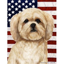 Best of Breed Lhasa Apso Cream Patriotic II Garden Flags