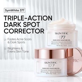 SKINTIFIC 377 Gel Hidratante facial para Manchas Oscuras con Glutatión 50g, Ácido Tranexámico, 5X Ceramida, Textura Ligera, Aclara Hiperpigmentación