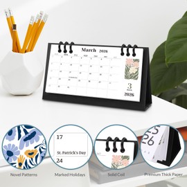 Zuozee Small Desk Calendar 2025-2026, Flower Mini Desk Calendar (From June 2025 to December 2026) Flip Desktop Standing Calendar, Monthly Planner Cute Calendar, School Home Office Supplies