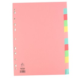 Rexel Whitebox A4 Manilla Divider 12-Part Pink With Multi-Colour Tabs