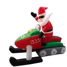 7' Air Blown Inflatable Santa Claus on Snowmobile Christmas Yard Decoration
