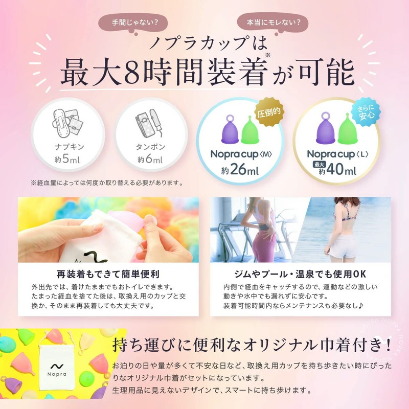 Nopra Cup ノプラカップ 月経カップ リング型 (マルチカラー, Mサイズ)