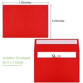 50 Packs 5x7 Envelopes, A7 Envelopes, 5x7 Envelopes for Invitations, Printable Invitation Envelopes, Envelopes Self Seal for Weddings, Invitations, Photos, Greeting Cards, Mailing (Red)