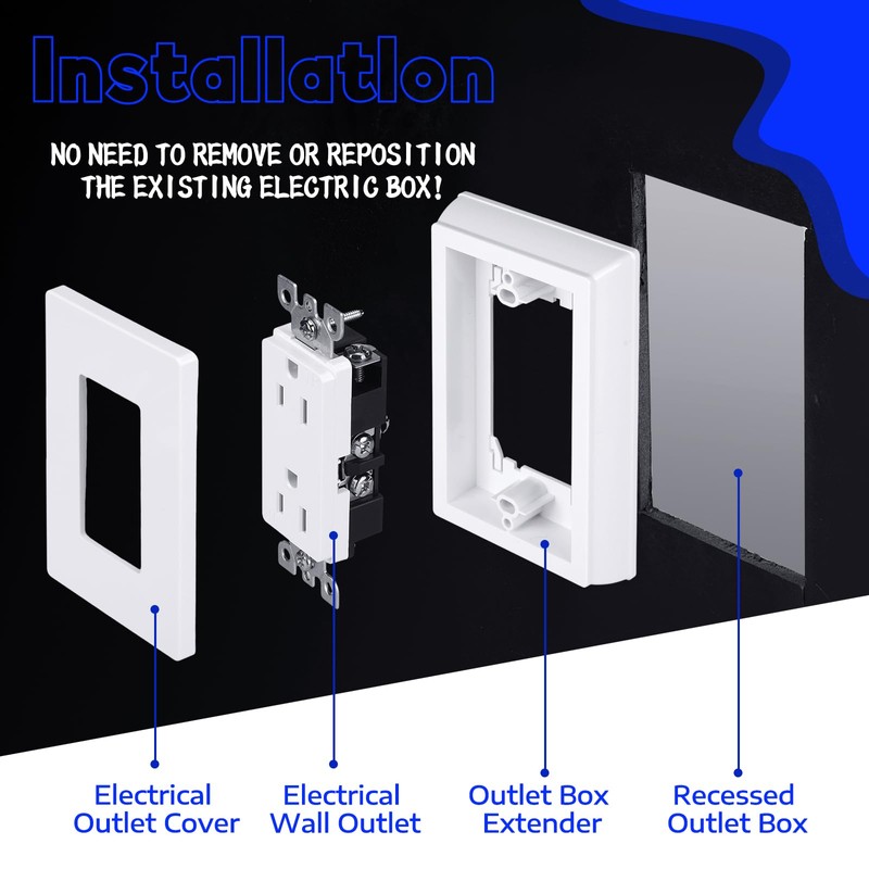 Kanayu 4/5" Single Gang Electrical Box Extender UL Listed, Receptacle