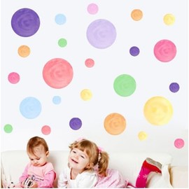 Vomika Polka Dot Wall Decals, Removable Colorful Circles Wall Stickers, Peel and Stick Art Wall Decor Mural, for Kids Bedroom Nursery Playroom Classroom Living Room Decor