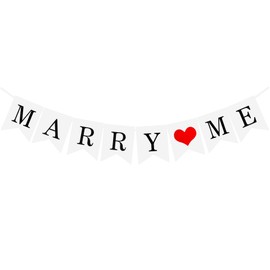 Marry Me Banner, cartón blanco con letras negras, carteles colgantes con diseño de cola de golondrina para el día de San Valentín, compromiso, propuesta de matrimonio, despedida de soltera, boda