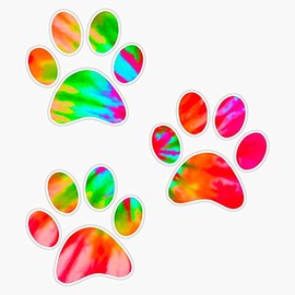Tie Dye Paw Prints Waterproof Vinyl Window Bumper Sticker Decal 5"