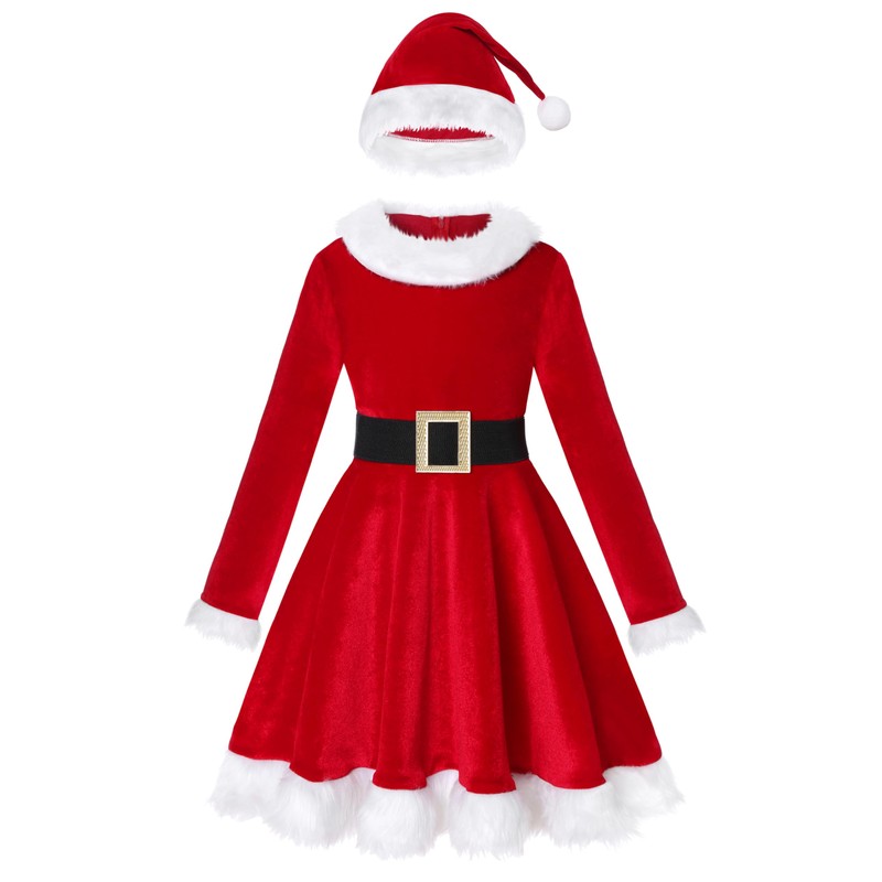 Doxrmuru - Disfraz de Papá Noel rojo para niñas de