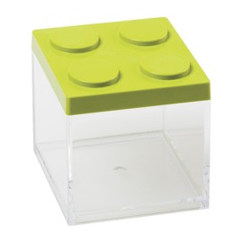 omada Design Confetti or candy container, Brick type, in transparent plastic and coloured lid - 500 ml - 10x10x10,5 cm
