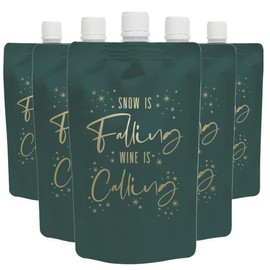 Unique Industries Gold & Green Christmas Plastic Drink Pouches - 3 Pack | Elegant Party Beverage Containers for Festive Parties and Events