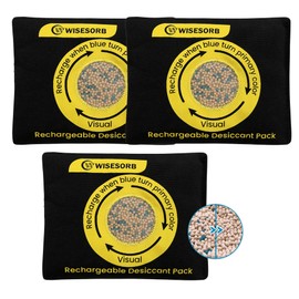 200g Reusable Molecular Sieve Desiccant Packs – Rechargeable Dehumidifier with Color Indicator for Storage, Gun Safes, Electronics, 3D Printing Filaments, Closets, Cars [3 Pack]