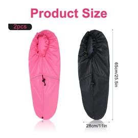 2pcs Large Adjustable Braids Shower Cap for Long Hair Waterproof Shower Caps for Women Men Reusable Extra Long Hair Bonnets for Dreadlocks Foldable Plastic Oversize Bath Hats (Pink, Black)