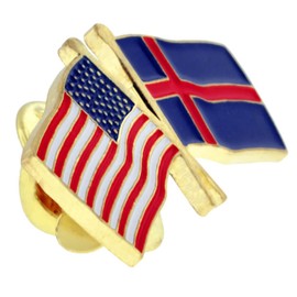 PinMart's USA and Iceland Crossed Friendship Flag Enamel Lapel Pin - 10 Pack