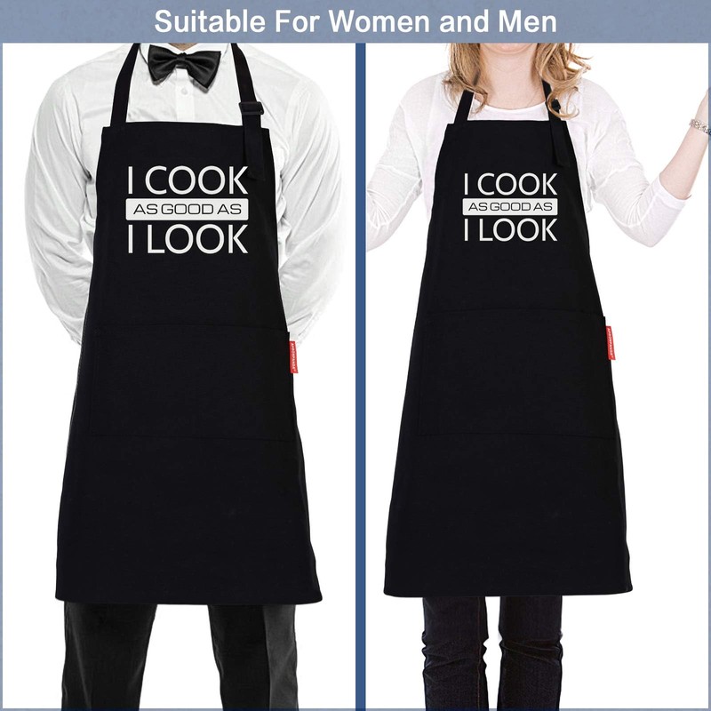 APRONPANDA Cotton Aprons for Women Men, Funny Kitchen Cooking Aprons